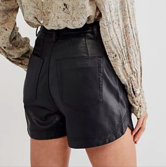 Free people Lita Vegan Leather Short in Abyss - Picture 2 of 11